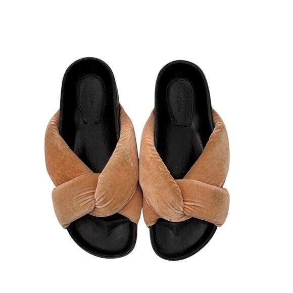 Chloe Nolan Crisscross Twisted Velvet Slides Flat Mule Sandals Size 37 - Picture 2 of 7